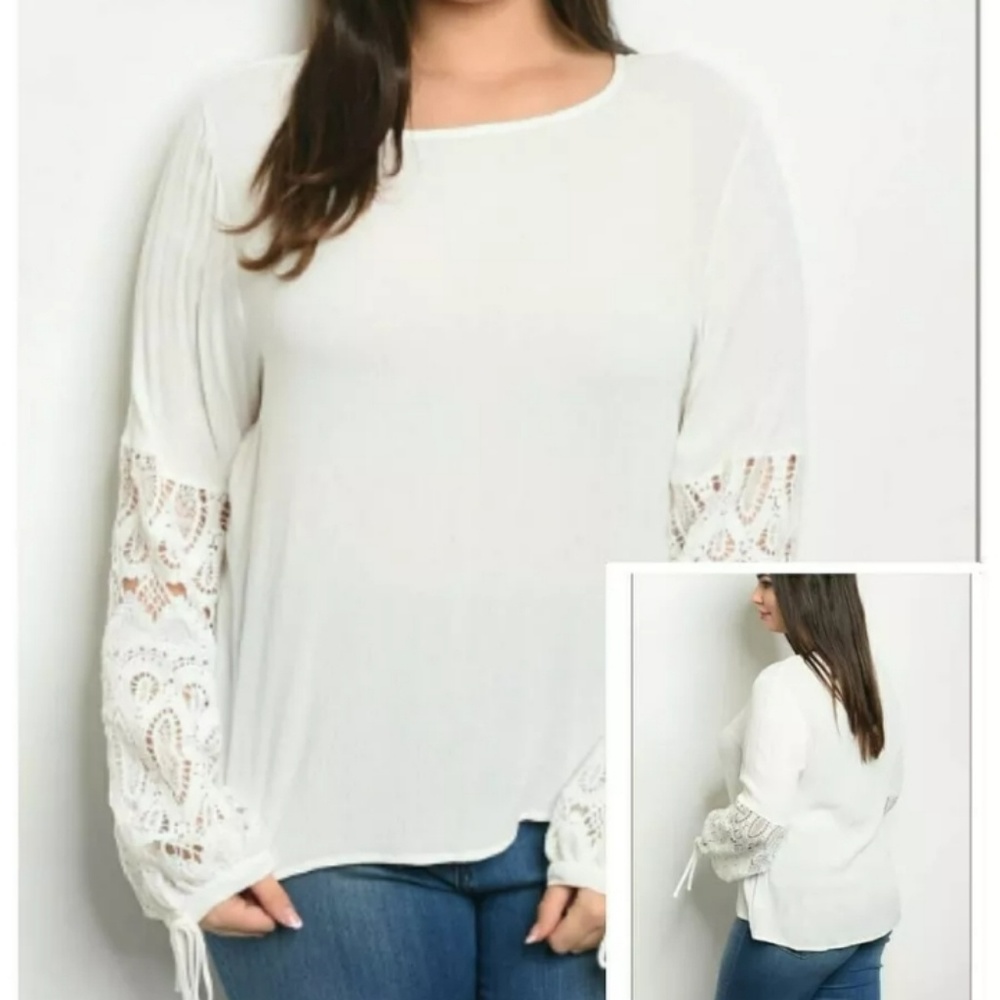 Boutique Plus Size long sleeve white blouse